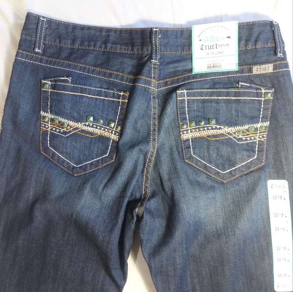 NWT Rocky Mountain Clothing Cruel Denim ABBY blue jeans, 33/15 long - Picture 12 of 15